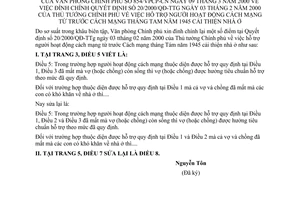 Công văn 854/VPCP-CN đính chính QĐ 20/2000/QĐ-TTg