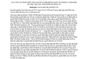 Công văn 35/2000/KHXX thủ tục thi hành án phạt tù