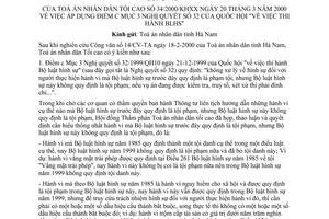 Công văn 34/2000/KHXX áp dụng NQ 32 "thi hành Bộ luật Hình sự"