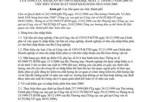 Công văn 1186/TCHQ-GSQL điều hành XNK hàng hoá năm 2000