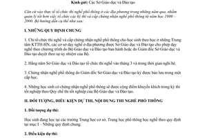 Công văn 2267/THPT hướng dẫn thi cấp chứng nhận nghề phổ thông