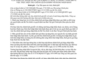 Công văn 1258/TCHQ-KTTT thực hiện thu chênh lệch giá hàng nhập khẩu