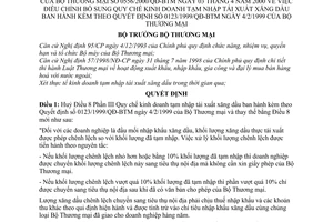 Quyết định 0556/2000/QĐ-BTM Quy chế kinh doanh tạm nhập tái xuất xăng dầu bổ sung Quyết định 0123/QĐ-BTM