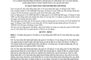 Quyết định 13/2000/QĐ-UB phân cấp quản lý vốn đầu tư và xây dựng năm 2000 cho Ủy ban nhân dân quận-huyện