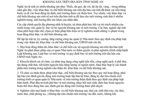 Chỉ thị 15/2000/CT-UB tăng cường bảo vệ môi trường trong hoạt động khoáng sản Nghệ An