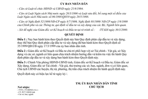 Quyết định 67/2000/QĐ-UB Quy định phân cấp đầu tư và xây dựng trên địa bàn tỉnh