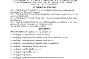 Quyết định 47/2000/QĐ-BTC bãi bỏ khoản thu lệ phí cấp giấy phép trái quy định Luật Doanh nghiệp