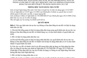 Quyết định 108/2000/QĐ-NHNN1 mức cho vay không có bảo đảm bằng tài sản Quỹ tín dụng nhân dân các cấp