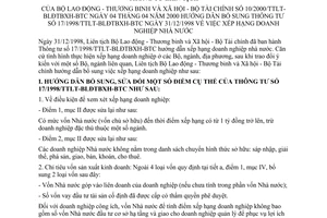 Thông tư liên tịch 10/2000/TTLT-BLĐTBXH-BTC hướng dẫn bổ sung Thông tư 17/1998/TTLT-BLĐTBXH-BTC xếp hạng doanh nghiệp Nhà nước