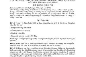 Quyết định 42/2000/QĐ-TTg  điều hành kinh doanh xăng dầu