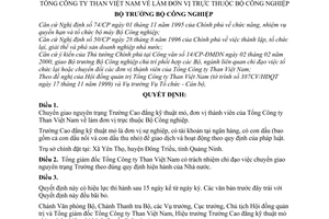 Quyết định 21/2000/QĐ-BCN chuyển Trường Cao đẳng kỹ thuật mỏ, đơn vị thành viên Tổng Công ty Than Việt Nam