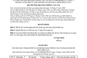 Quyết định 813/2000/QĐ-BGTVT  bãi bỏ văn bản pháp luật