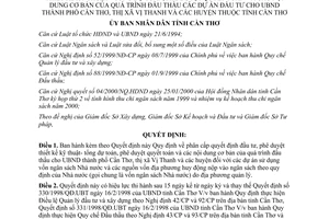 Quyết định 35/2000/QĐ-UB nội dung cơ bản của quá trình đấu thầu dự án đầu tư