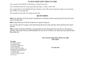 Quyết định 34/2000/QĐ-UB Quy chế Tuyên truyền viên pháp luật xã phường thị trấn Cần Thơ