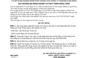 Quyết định 38/2000/QĐ-BNN-TCCB bổ sung ngành nghề kinh doanh cho Công ty Sản xuất và Xuất nhập khẩu Lâm sản Đà Nẵng