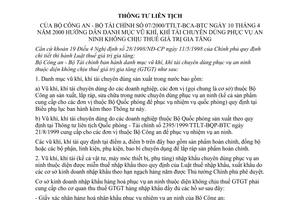 Thông tư 07/2000/TTLT-BCA-BTC hướng dẫn danh mục vũ khí khí tài chuyên dùng phục vụ an ninh không chịu thuế giá trị gia tăng