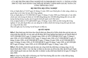 Quyết định 28/2000/QĐ-BCN hệ số điều chỉnh đơn giá dự toán công trình địa chất