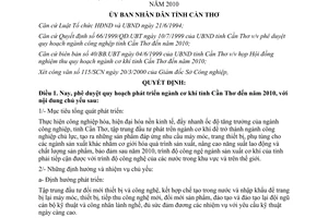 Quyết định 36/2000/QĐ-UB quy hoạch phát triển ngành cơ khí Cần Thơ đến 2010