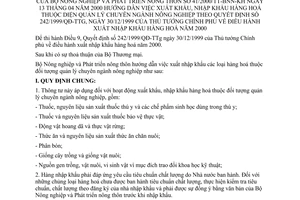 Thông tư 41/2000/TT-BNN-KH xuất nhập khẩu hàng hoá thuộc diện quản lý chuyên ngành nông nghiệp