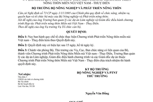 Quyết định 40/2000/QĐ-BNN-TCCB  quy chế tổ chức thực hiện Chương trình Phát triển Nông thôn Miền núi Việt Nam-Thuỵ Điển