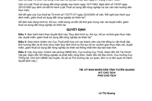 Quyết định 419/QĐ-UB 2000 trình tự thủ tục hồ sơ xét duyệt miễn giảm thuế sử dụng đất nông nghiệp Tuyên Quang