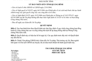 Quyết định 09/2000/QĐ-UBND quy trình công chứng hợp đồng kinh tế bản sao bản dịch Quảng Bình