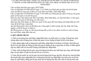 Thông tư liên tịch 09/2000/TTLT-BTM-TCHQ  hướng dẫn  xác định và kiểm tra xuất xứ hàng hoá