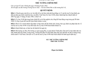 Quyết định 46/2000/QĐ-TTg sắp xếp lại tổ chức Ủy ban Quốc gia điều tra hậu quả chiến tranh hóa học của Mỹ ở Việt Nam