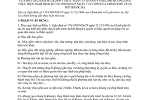Thông tư 28/2000/TT-BTC lệ phí trước bạ để hướng dẫn thực hiện Nghị định 176/1999/NĐ-CP