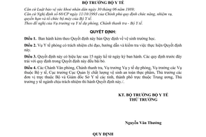 Quyết định 1221/2000/QĐ-BYT Quy định về vệ sinh trường học