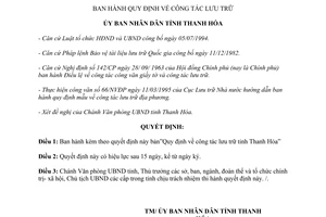 Quyết định 831/2000/QĐ-UB quy định công tác lưu trữ Thanh Hóa