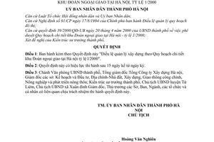 Quyết định 40/2000/QĐ-UB điều lệ quản lý xây dựng theo quy hoạch chi tiết khu Đoàn Ngoại giao tại Hà nội, tỷ lệ 1/2000