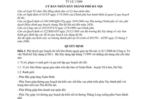 Quyết định 39/2000/QĐ-UB phê duyệt quy hoạch chi tiết khu Đoàn Ngoại giao tại Hà nội-tỷ lệ 1/2000
