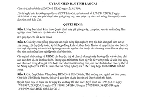 Quyết định 144/2000/QĐ-UBND giá giống cây con phục vụ sản xuất Lào Cai