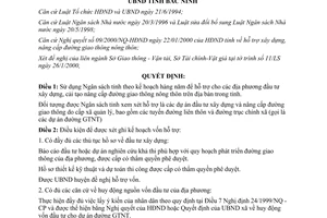 Quyết định 39/2000/QĐ-UB hỗ trợ vốn đầu tư xây dựng đường giao thông nông thôn