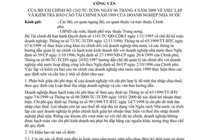 Công văn 1242/TC/TCDN lập và kiểm tra báo cáo tài chính năm 1999 của doanh nghiệp nhà nước
