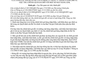 Công văn 1529/TCHQ-KTTT thu chênh lệch giá hàng xuất nhập khẩu