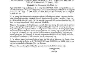 Công văn 1624/TCHQ-KTTT bổ sung chứng từ thành toán