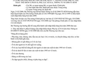 Công văn 1548/TM-XNK thay thế TT 05/2000/TT-BTM