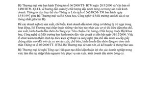 Công văn 1944/TM-BTM thực hiện TT 06/2000/TT-BTM