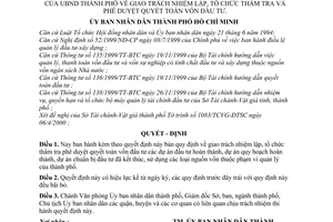 Quyết định 17/2000/QĐ-UB giao trách nhiệm lập, tổ chức thẩm tra phê duyệt quyết toán vốn đầu tư