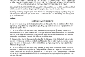 Thông tư liên tịch 30/2000/TTLT-BTC-UBTDTT hướng dẫn quản lý tài chính các cơ sở ngoài công lập hoạt động trong lĩnh vực thể dục thể thao