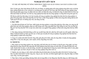 Nghị quyết liên tịch 47/2000/NQLT/HLHPN-BNN hỗ trợ phụ nữ nông thôn phát triển sản xuất nâng cao chất lượng cuộc sống