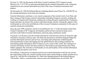 Directive No.10/2000/CT-TTg of April 26, 2000 on strengthening the management of and stepping up the external information work