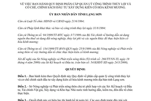 Quyết định 26/2000/QĐ-UB phân cấp quản lý công trình thủy lợi đầu tư xây dựng kiên cố hóa kênh mương Lạng Sơn