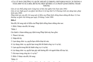 Pháp lệnh Chống tham nhũng 2000 sửa đổi 22/2000/PL-UBTVQH10