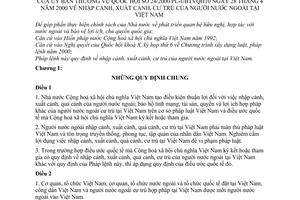 Pháp lệnh nhập cảnh, xuất cảnh, cư trú của người nước ngoài tại Việt Nam 2000 24/2000/PL-UBTVQH10