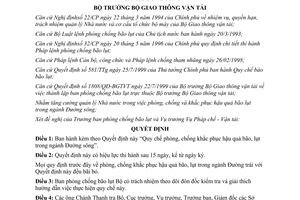 Quyết định 1035/2000/QĐ-GTVT về Quy chế phòng, chống khắc phục hậu quả bão, lụt