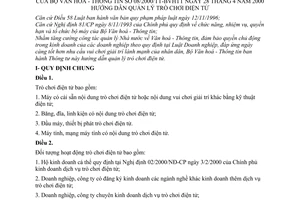 Thông tư 08/2000/TT-BVHTT hướng dẫn quản lý trò chơi điện tử