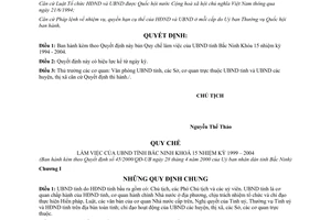 Quyết định 45/2000/QĐ-UB Quy chế làm việc Ủy ban tỉnh Bắc Ninh 1999 2004